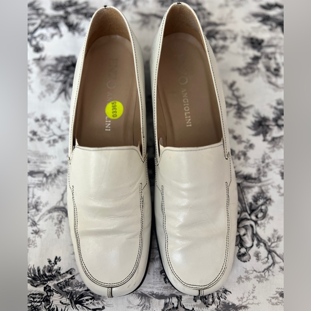 Enzo Angiolini White Leather Slip-On Loafers